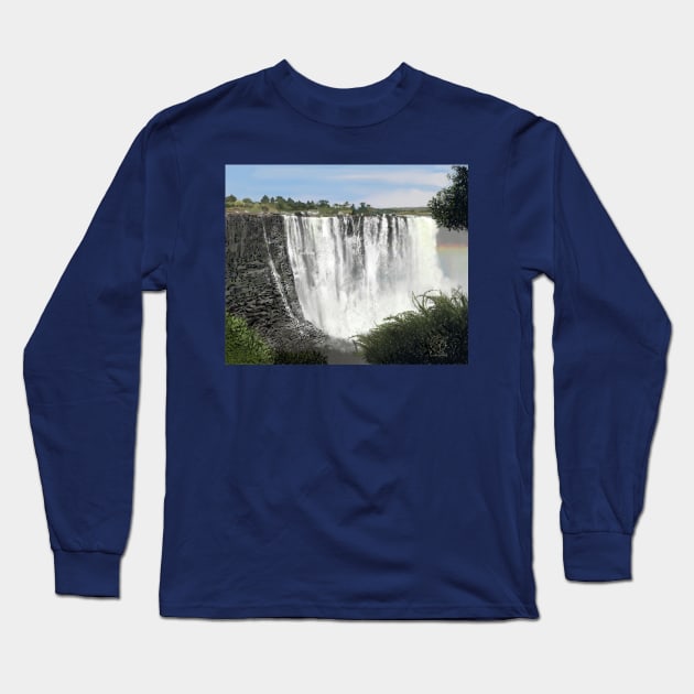 Victoria Falls Zambia Long Sleeve T-Shirt by GunnerStudios